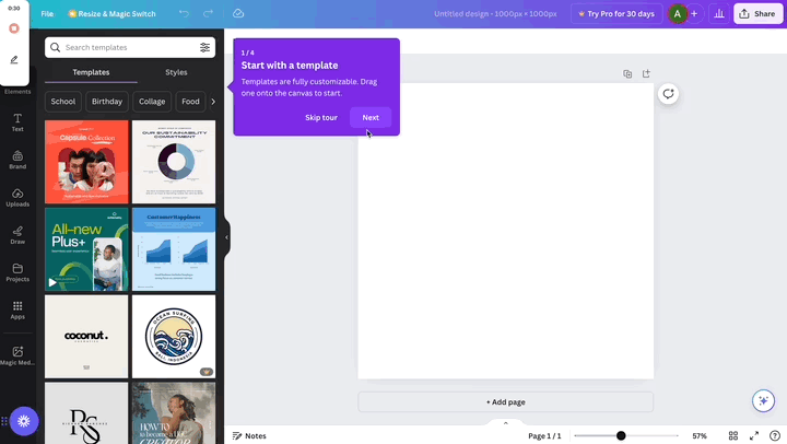 customer onboarding example, canva