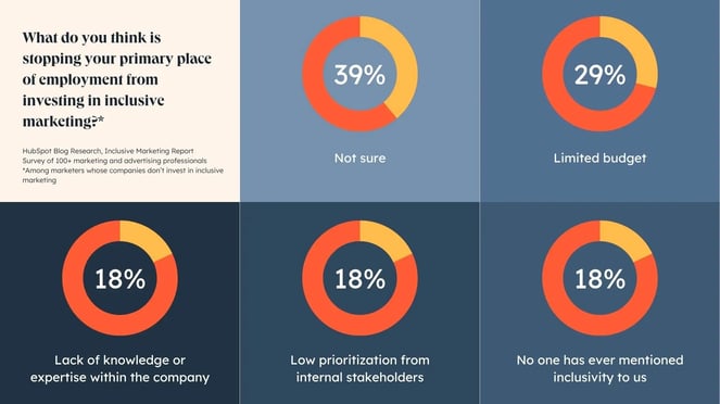 graphic displaying the top 5 reasons companies aren't investing in inclusive marketing