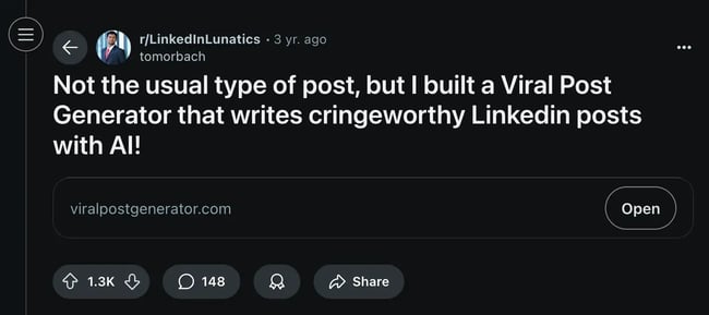 screenshot of reddit amplifying the post