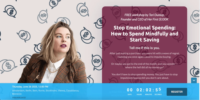 free workshop by tori dunlap – lead magnet example