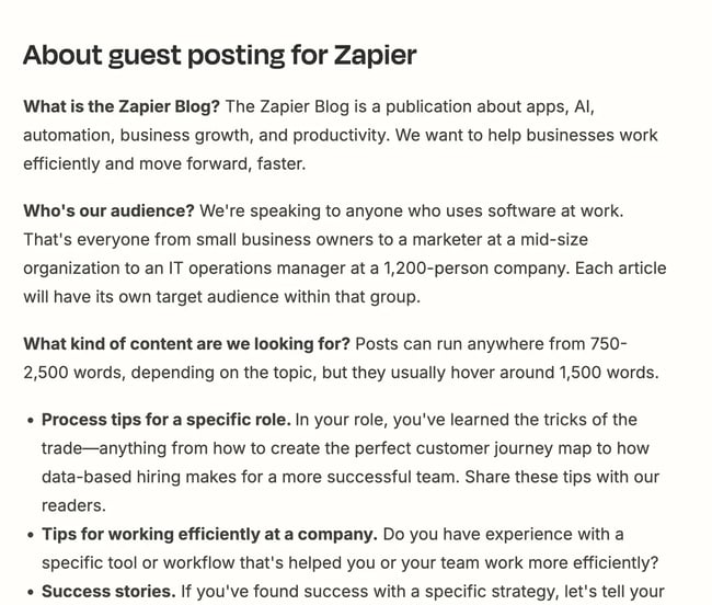 guest blogging guidelines example