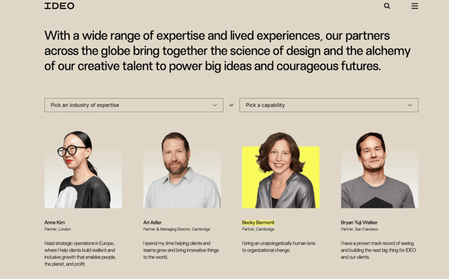 how to use microinteractions on meet the team bios