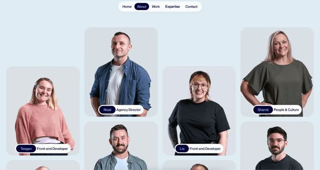 meet the team page example, humaan