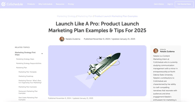product launch marketing plan, coschedule