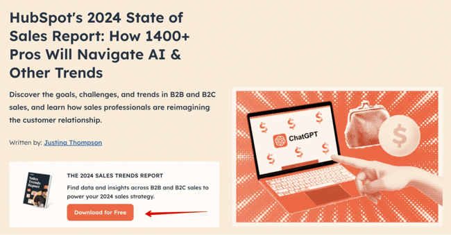 state of sales report by hubspot – lead magnet example