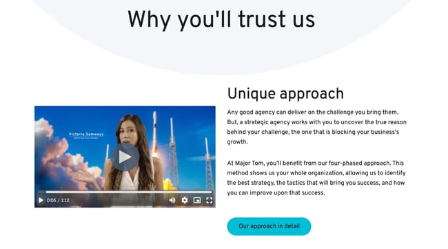 using video on meet the team pages example