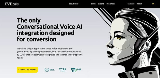 ai bdr agent screenshot of the website homepage of eve conversational ai by conversica