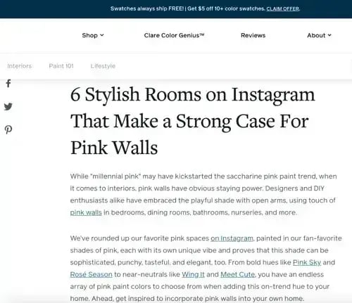 brand voice, clare paint copy example