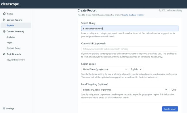 content research - clearscope