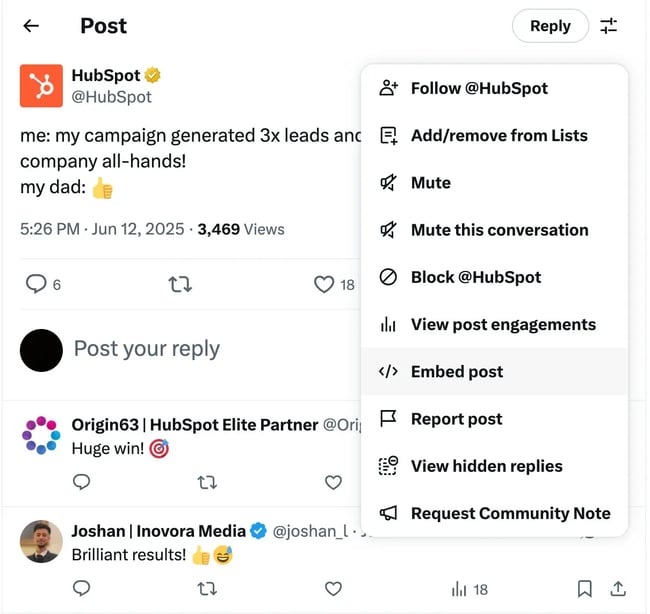 how to embed an x post using html embed code