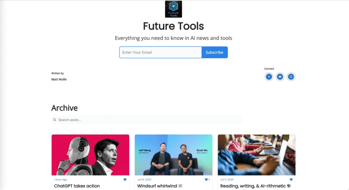 newsletter growth strategies with ai, matt wolfe futuretools newsletter
