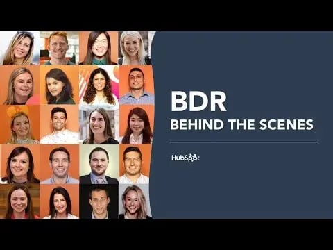 youtube thumbnail of hubspot bdr behind the scenes video featuring twenty bdrs