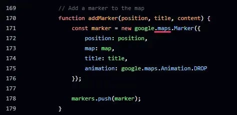 javascript google maps marker, html css javascript in web design