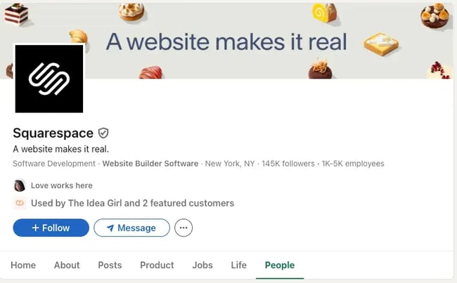 squarespace LinkedIn profile