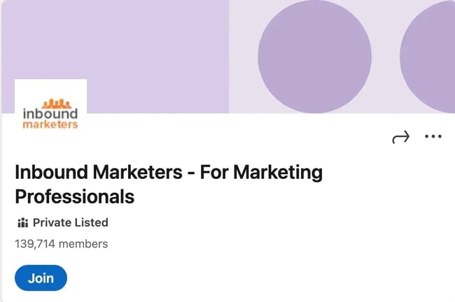 Inbound Marketers Group page on LinkedIn