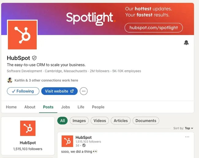 screenshot of hubspot’s page.