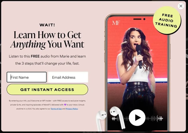 click trigger example, marie forleo