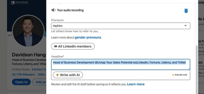 editing my linkedin headline