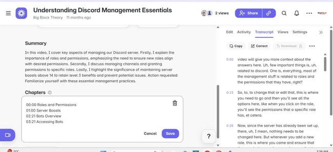 loom ai transcripts, loom ai summaries for project actionables