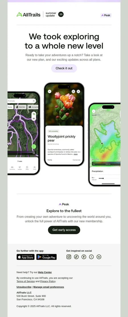re-engagement email from alltrails