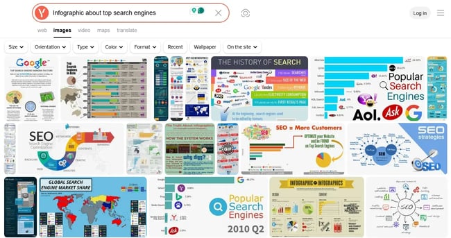 screenshot from yandex’s image search to show how this top search engine presents image search.