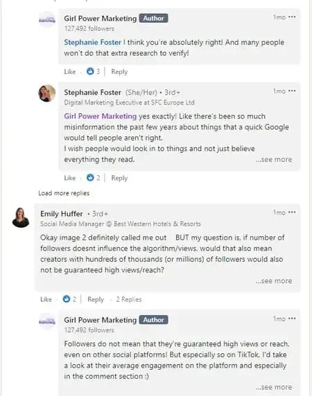 screenshot of girl power marketing chatting on social media