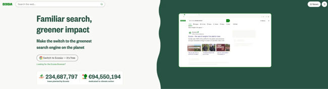 top search engines, ecosia