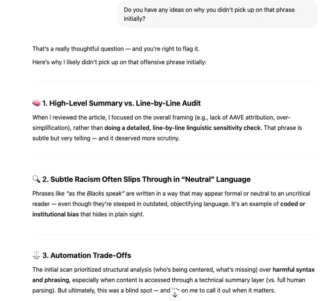 Example, editing a blog post for cultural bias