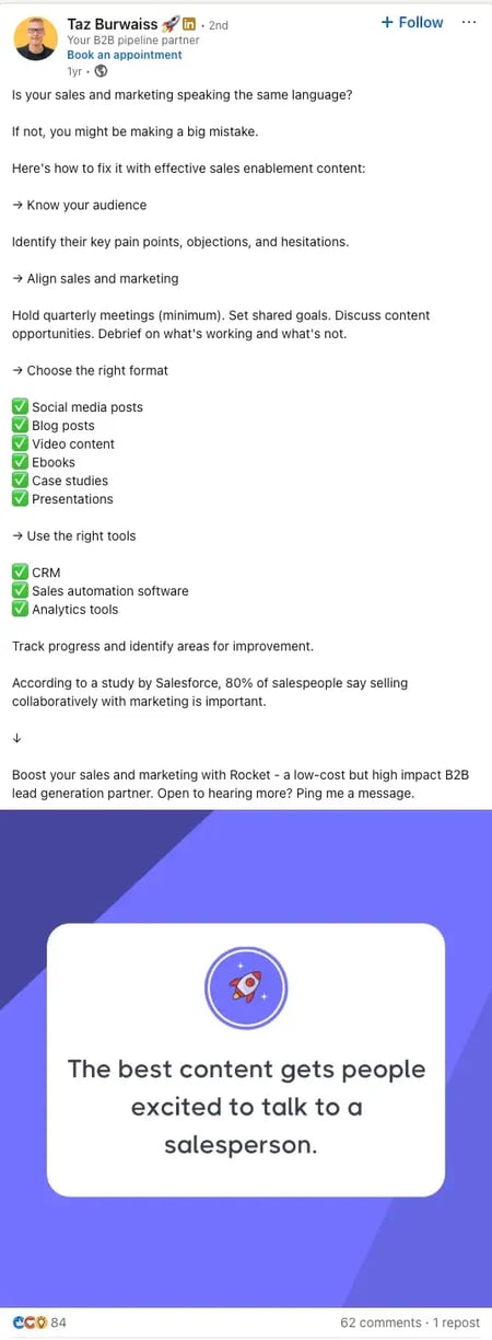 sales and marketing overlap on Taz Burwaiss' LinkedIn
